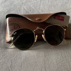 Ray-Ban Gold and Black Round Sunglasses